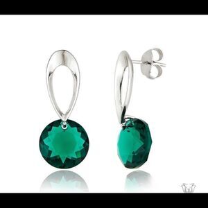 Swarovski crystals emerald White Rhodium earrings
